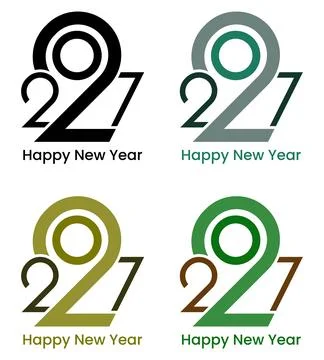 2027 Happy New Year Vector Calligraphy Text. Abstract Greeting Card Design Stock Illustration