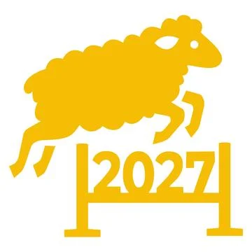 2027 jumping ram over barrier vector icon Stock Illustration