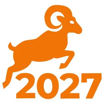 2027 jumping ram silhouette vector icon Stock Illustration