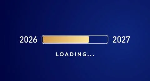 2027 loading, gold happy New Year countdown progress bar Stock Illustration