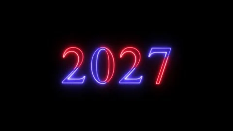 2027 neon line text. Abstract 2027 neon text animation, Glowing neon number.. Stock Footage 327757589