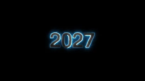 2027 neon text background animation. Glowing neon number text happy new yea.. Stock Footage 309936580