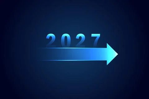 2027 New Year Concept with Forward Arrow on Dark Blue Background 스톡 일러스트