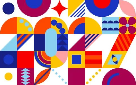 2027 New Year design with abstract geometric pattern Illustrazione stock