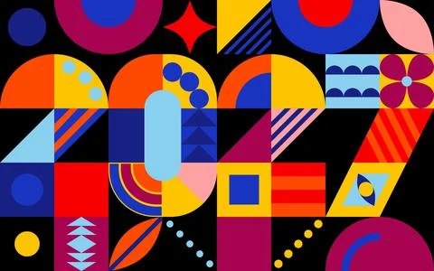 2027 New Year design with abstract geometric pattern Illustrazione stock