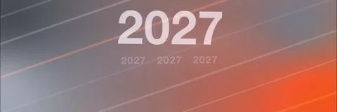 2027 New Year numbers on gray orange striped gradient, Seamless Loop Stock Footage 341856908