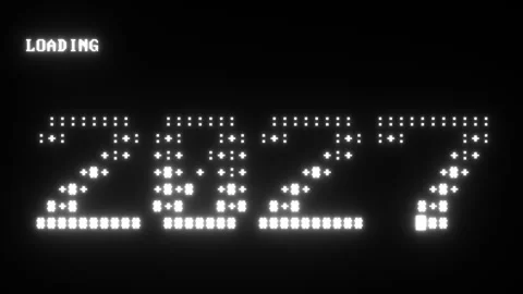 2027 New Year Retro Computer ASCII Typography Loading Animation Vidéo 348665239