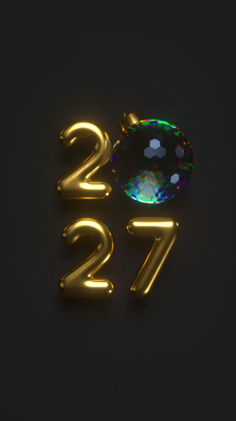 2027 New Year sign with rotating ball. Stock Footage 325333346