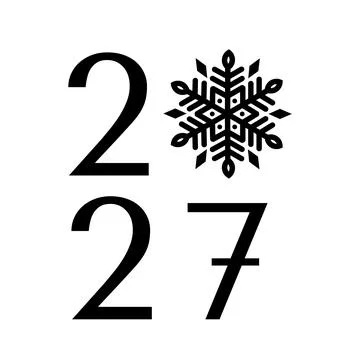 2027 New Year typography poster with snowflake. Vector template for banner,.. Stock Illustration