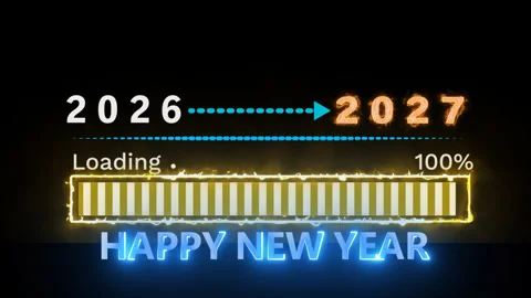 2027 new year typography text animation coming from 2026 year. New year 2027 Video stock 347426382
