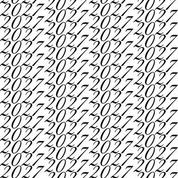 2027 Numbers Seamless pattern in trendy minimalism. New Year Background or Stock Illustration