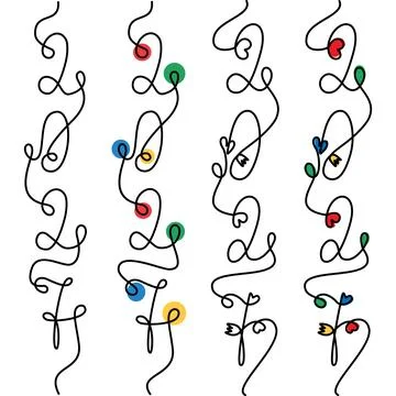 2027 one continuous line date with loops hearts and flowers shape decor Illustrazione stock
