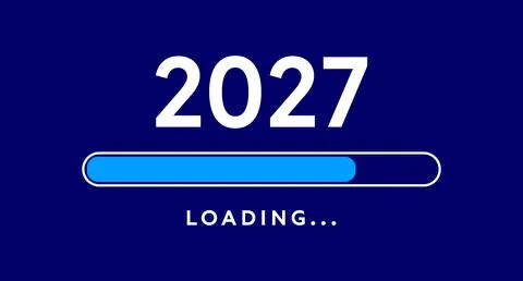 2027 progress bar, New Year 2027 loading countdown design Stock Illustration