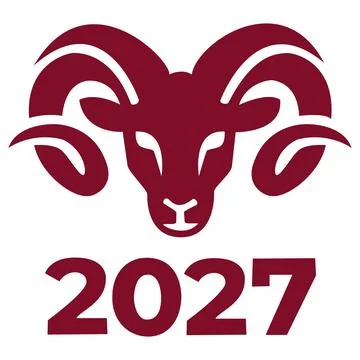 2027 ram head with large horns vector icon Stock Illustration
