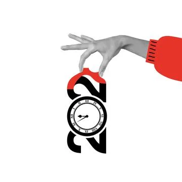 2027 Time Concept with Clock and Hands Stock Illustration