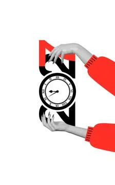 2027 Time Concept with Clock and Hands Stock Illustration
