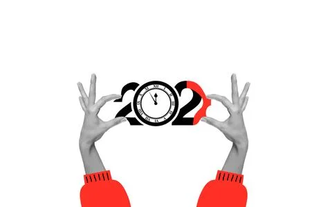 2027 Time Concept with Clock and Hands Stock Illustration