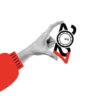 2027 Time Concept with Clock and Hands Stock Illustration