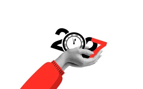 2027 Time Concept with Clock and Hands Stock Illustration