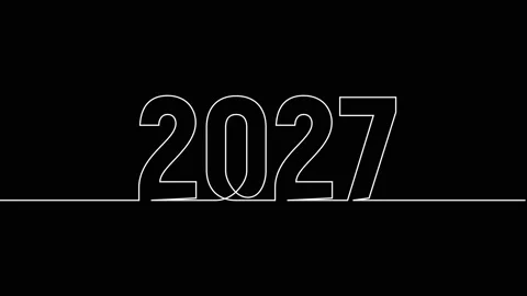 2027 year continuous single one line art drawing animation numbers video Stock Footage 313395654