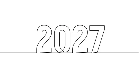 2027 year continuous single one line art drawing animation numbers video Vidéo 313395655