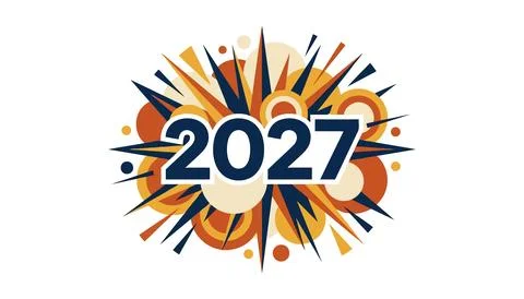 2027 year number design with explosion effect Stock Illustration