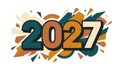 2027 year number design with explosion effect Stock Illustration