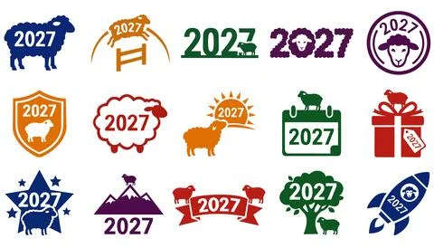2027 Year of the Sheep vector icon set イラスト素材
