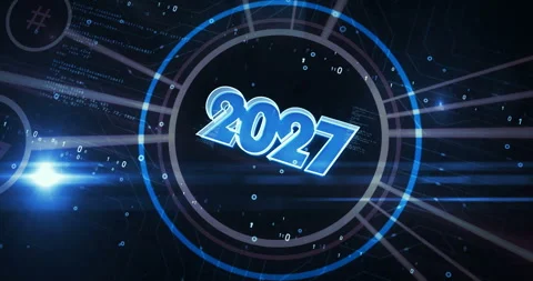 2027 year symbol 3d digital concept Stock Footage 346606795