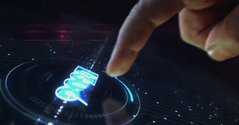 2027 year symbol digital 3d finger touch Stock Footage 346749962