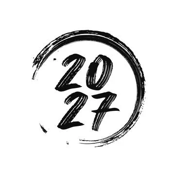2027 Year - vector typography with brush strokes lettering style. Stock Illustration