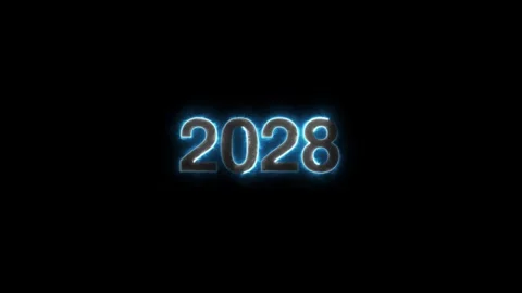 2028 neon text background animation. Glowing neon number text happy new yea.. Stock Footage 309936548