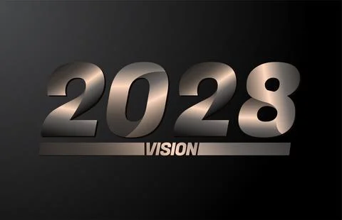 2028 with vision text, vision 2028 new year vector isolated on black backgrou Stock Illustration