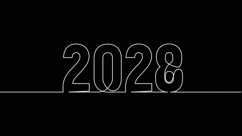 2028 year continuous single one line art drawing animation numbers video Stock Footage 313395669