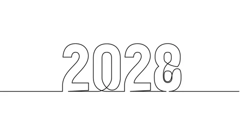 2028 year continuous single one line art drawing animation numbers video Stock Footage 313395673