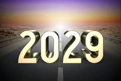 2029 concept, road - 3D rendering Stock Illustration