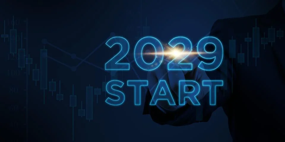 2029 Start Finance Tech Growth Chart Stock Market Icon Stock Illustration
