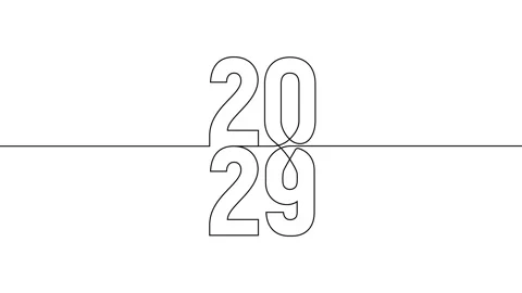 2029 vertically year continuous line art animation on white black background Vidéo 312544775