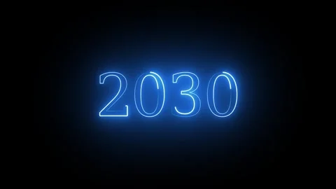 2030 neon line text. Abstract 2030 neon text animation, Glowing neon number.. Stock Footage 337831525
