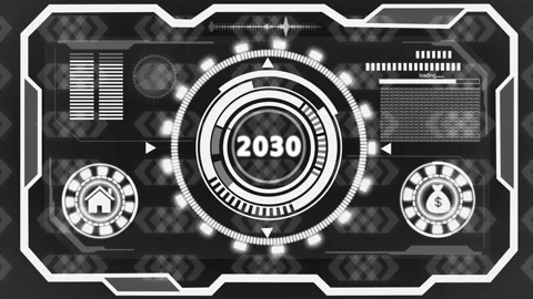2030 text with screen effects of technological failures. Concept of countin.. Stock Footage 327758674