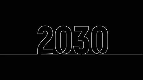 2030 year continuous single one line art drawing animation numbers video Stock Footage 313395676