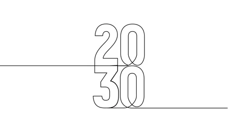 2030 year continuous single one line art animation vertically numbers video Stock Footage 314695882