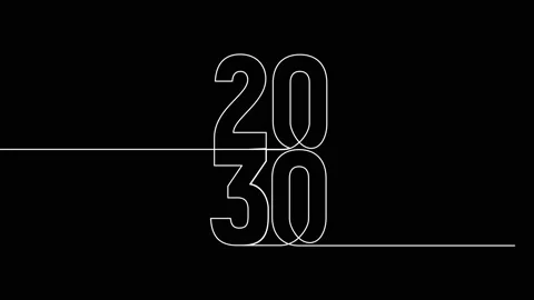 2030 year continuous single one line art animation vertically numbers video Stock Footage 314695885