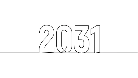 2031 year continuous single one line art drawing animation numbers video Stock Footage 313395675