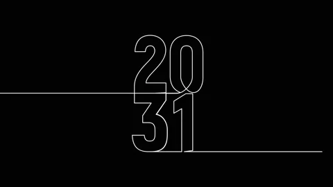2031 year continuous single one line art animation vertically numbers video Stock Footage 314695888