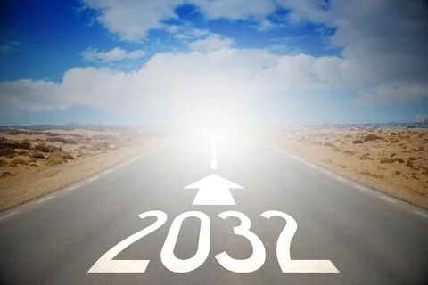 2032 - empty road on a desert and clouds on a sky Stock Illustration