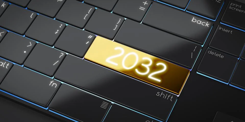 2032 - modern computer keyboard - 3D illustration Stock Illustration