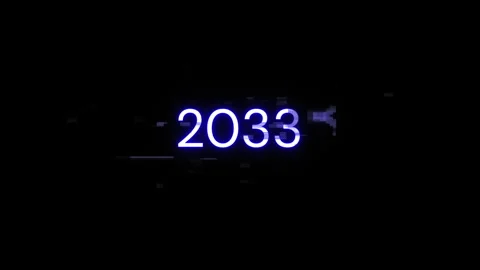 2033 text with screen effects of technological glitches. Looped Stock Footage 270375775