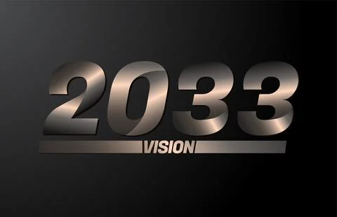 2033 with vision text, vision 2033 new year vector isolated on black backgrou Stock Illustration