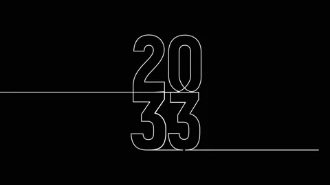 2033 year continuous single one line art animation vertically numbers video Stock-Footage 314695901